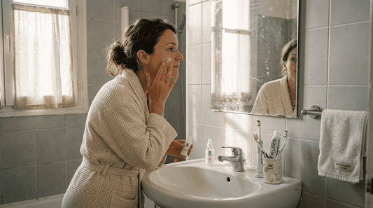 Une jeune femme prend soin de sa peau sensible avec un rituel adapté.
