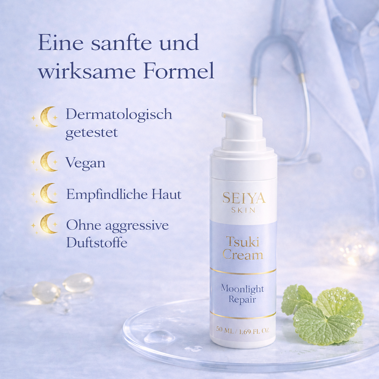 Tsuki Cream — Crème Nuit Réparatrice au Bakuchiol Peaux Sensibles